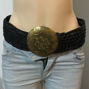 Vintage Brass Moroccan Leather Belt Boho